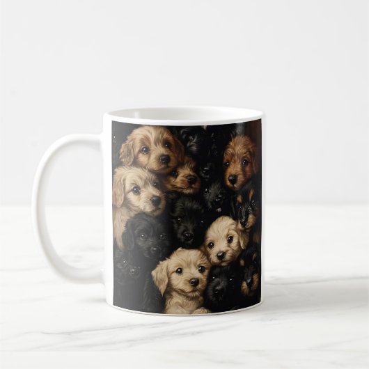 schattige puppy collage foto Two-Tone Coffee Mok (Links)