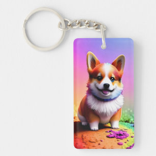 Schattige Puppy Corgi Hond-36475 Sleutelhanger
