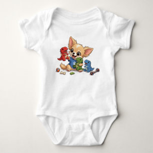 Schattige Puppy & Dino Vrienden Baby Romper