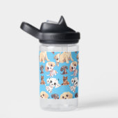 Schattige Puppy Dog Blauw Monogram Waterfles (Rechts)