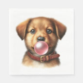 Schattige Puppy Dog Blowing Bubble Gum Party Servet (Voorkant)