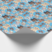 Schattige Puppy Dog Blue Cadeaupapier (Hoek)