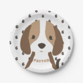 Schattige Puppy Dog Leeftijd & Naam Kind Verjaarda Papieren Bordje (Voorkant)