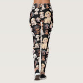 Schattige Puppy Dog Pattern Zwart Leggings (Achterkant)