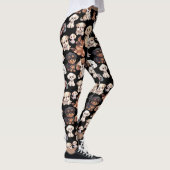 Schattige Puppy Dog Pattern Zwart Leggings (Rechts)