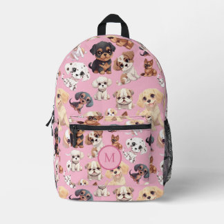 Schattige Puppy Dog Pink Bedrukte Rugzak