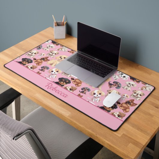 Schattige Puppy Dog Pink Bureaumat (Kantoor 2)
