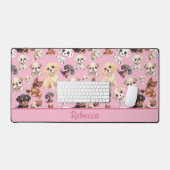 Schattige Puppy Dog Pink Bureaumat (Keyboard & Muis)