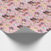 Schattige Puppy Dog Pink Cadeaupapier (Hoek)
