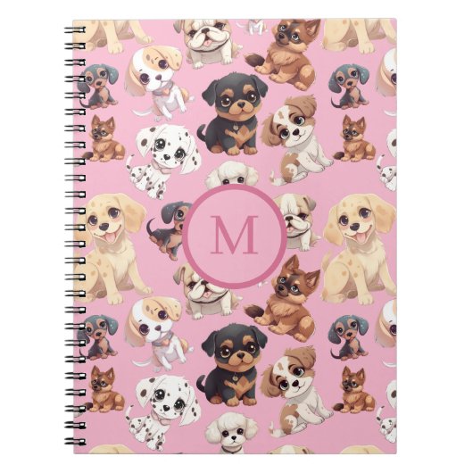 Schattige Puppy Dog Pink Notitieboek (Voorkant)