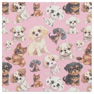 Schattige Puppy Dog Pink Stof