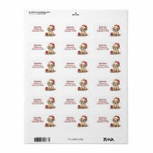 Schattige puppy dragen santa hoed hond kerst adres etiket (Full Sheet)
