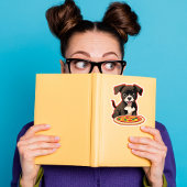 Schattige Puppy en een Pizza Sticker