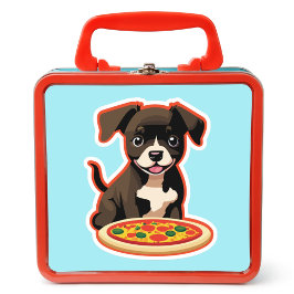 Schattige Puppy en een Pizza Sticker
