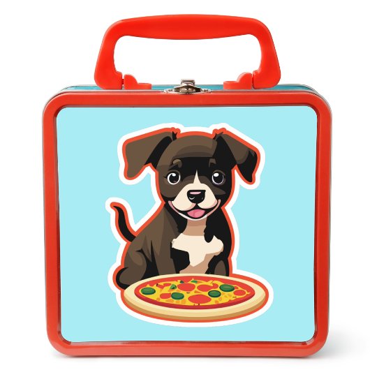 Schattige Puppy en een Pizza Sticker