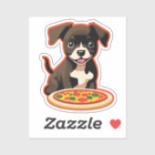 Schattige Puppy en een Pizza Sticker (Vel)