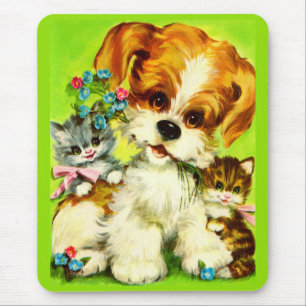 schattige puppy- en glimlachkeukens muismat