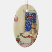 schattige puppy en kerstkerstfeest keramisch ornament (Rechts)