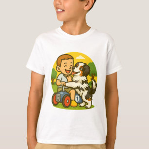 Schattige Puppy en Kind Speeltijd T-shirt