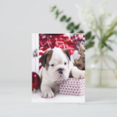 Schattige Puppy Engelse Bulldog | Grappig Kerstmis Kaart (Staand voorkant)