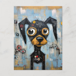 Schattige Puppy Funny Dog Mixed Media Dier Pet Briefkaart