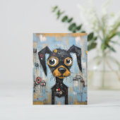 Schattige Puppy Funny Dog Mixed Media Dier Pet Briefkaart (Staand voorkant)