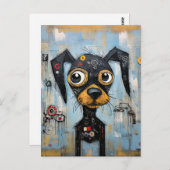 Schattige Puppy Funny Dog Mixed Media Dier Pet Briefkaart (Voorkant / Achterkant)