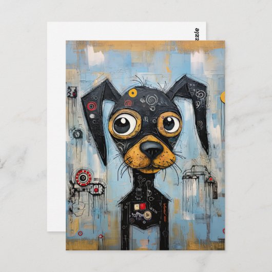 Schattige Puppy Funny Dog Mixed Media Dier Pet Briefkaart (Voorkant / Achterkant)