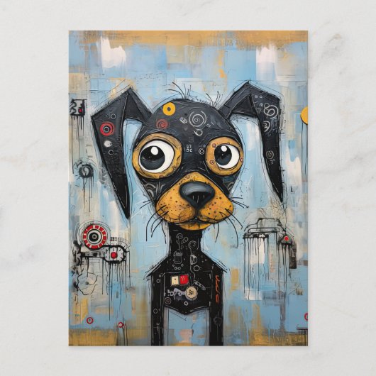 Schattige Puppy Funny Dog Mixed Media Dier Pet Briefkaart (Voorkant)