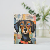 Schattige Puppy Funny Dog Mixed Media Dier Pet Briefkaart (Staand voorkant)