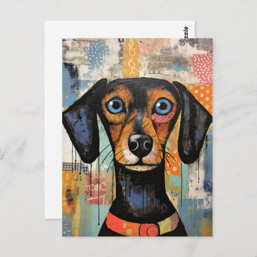 Schattige Puppy Funny Dog Mixed Media Dier Pet Briefkaart (Voorkant / Achterkant)