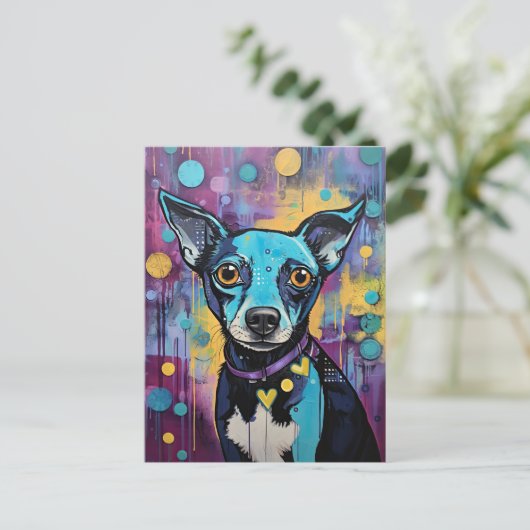 Schattige Puppy Funny Dog Mixed Media Dier Pet Briefkaart (Staand voorkant)
