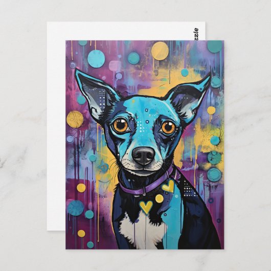 Schattige Puppy Funny Dog Mixed Media Dier Pet Briefkaart (Voorkant / Achterkant)