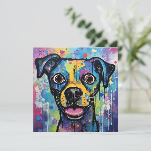 Schattige Puppy Funny Dog Mixed Media Dier Pet Kaart (Staand voorkant)