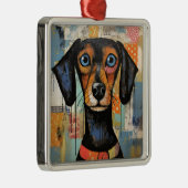 Schattige Puppy Funny Dog Mixed Media Dier Pet Metalen Ornament (Rechts)