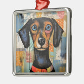 Schattige Puppy Funny Dog Mixed Media Dier Pet Metalen Ornament (Links)