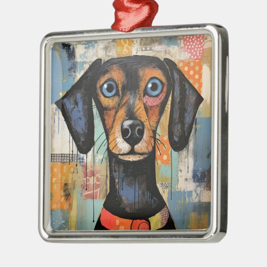 Schattige Puppy Funny Dog Mixed Media Dier Pet Metalen Ornament (Links)