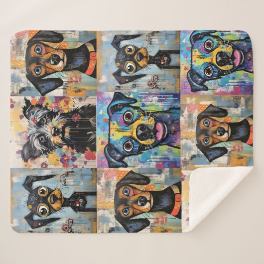 Schattige Puppy Funny Dog Mixed Media Dier Pet Sherpa Deken (Voorkant (horizontaal))