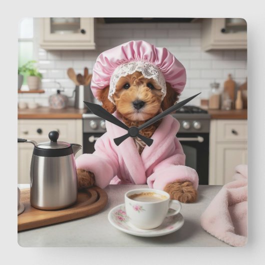 Schattige Puppy Funny Dog Muur Klok (Voorkant)