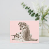 Schattige puppy gemengd ras met teddyhond briefkaart (Staand voorkant)