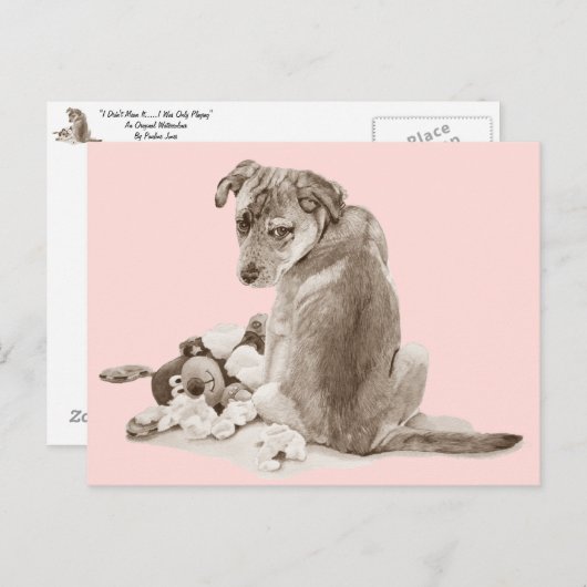 Schattige puppy gemengd ras met teddyhond briefkaart (Voorkant / Achterkant)