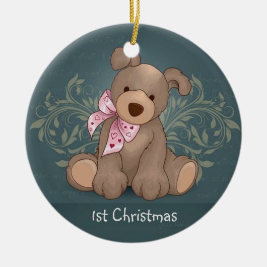 Schattige puppy Gepersonaliseerd kerstversiering Keramisch Ornament (Voorkant)