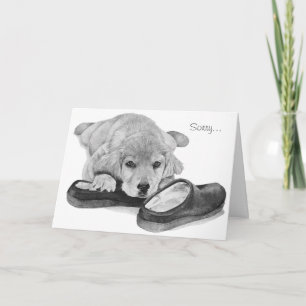 schattige puppy golden recovery met slippers kaart