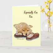 schattige puppy golden rekhoning die slippers sloo kaart (Gele Bloem)