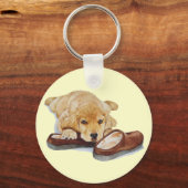 schattige puppy golden rekhoning die slippers sloo sleutelhanger (Voorkant)