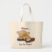 schattige puppy gouden ophaling die slippers opslo grote tote bag (Voorkant)