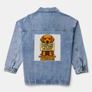 Schattige Puppy, Grappige Hond Liefhebber Citaat Denim Jacket