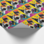 Schattige Puppy Grappige Hond Mixed Media Dier Hui Cadeaupapier (Hoek)