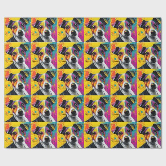 Schattige Puppy Grappige Hond Mixed Media Dier Hui Cadeaupapier (Vlak)