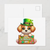 Schattige Puppy Happy St Patrick's Day Briefkaart (Voorkant / Achterkant)